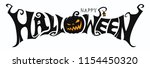 happy halloween text banner ... | Shutterstock .eps vector #1154450320