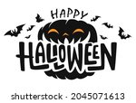 happy halloween text banner ... | Shutterstock .eps vector #2045071613