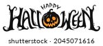 happy halloween text banner ... | Shutterstock .eps vector #2045071616