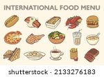 famous international food retro ... | Shutterstock .eps vector #2133276183