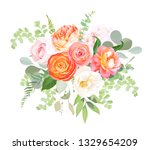 orange ranunculus  pink rose ... | Shutterstock .eps vector #1329654209