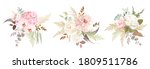 dusty pink and ivory beige rose ... | Shutterstock .eps vector #1809511786