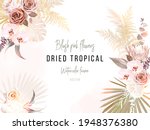 trendy dried palm leaves  blush ... | Shutterstock .eps vector #1948376380