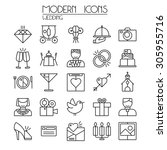 wedding icons set in thin line... | Shutterstock .eps vector #305955716