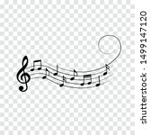 music notes with swirl  vector... | Shutterstock .eps vector #1499147120