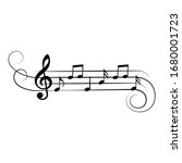 music notes on curved lines... | Shutterstock .eps vector #1680001723