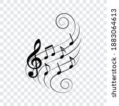 music notes on wavy lines with... | Shutterstock .eps vector #1883064613