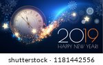 happy hew 2019 year  clock ... | Shutterstock .eps vector #1181442556