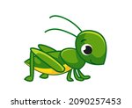 Cute Cartoon Green Grasshopper. ...