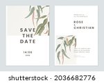 minimalist foliage wedding... | Shutterstock .eps vector #2036682776