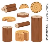 Various wood logs and trunks collection to make poster decoration