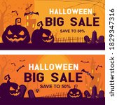 halloween sale banners or party ... | Shutterstock .eps vector #1829347316