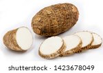 Small photo of Brazilian potato known as yam, white background. In some places, it is common to refer to the following species Alocasia, Colocasia, Xanthosoma and Ipomoea, also as yam. Their tubers are also called y