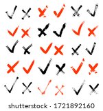 hand drawn check signs. confirm ... | Shutterstock .eps vector #1721892160