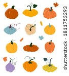 pumpkin of various shapes and... | Shutterstock .eps vector #1811753293