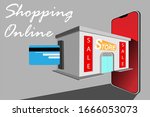 shopping online on website or... | Shutterstock .eps vector #1666053073