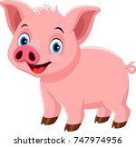 Vector Illustration Of Cute Pig ...
