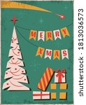 merry christmas 2021 holiday... | Shutterstock .eps vector #1813036573
