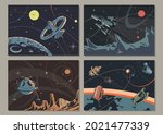 retro space illustration set ... | Shutterstock .eps vector #2021477339