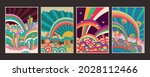 colorful skies  rainbows and... | Shutterstock .eps vector #2028112466