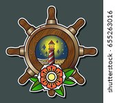 vector ship's wheel with flower ... | Shutterstock .eps vector #655263016