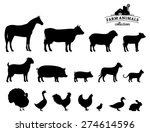 vector farm animals silhouettes ... | Shutterstock .eps vector #274614596