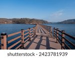 Small photo of Andong Sunseong susang waterway floating trail. Famous floating waterway built on Andong lake in South Korea
