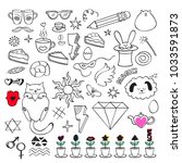 colorful doodle icons set. hand ... | Shutterstock .eps vector #1033591873