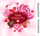 valentine's day candies and... | Shutterstock .eps vector #1610149900
