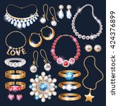 realistic jewelry accessories... | Shutterstock .eps vector #424376899