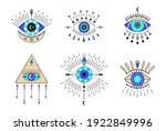 evil eye icon vector set.... | Shutterstock .eps vector #1922849996