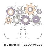 gears mechanism vector in hand... | Shutterstock .eps vector #2100999283