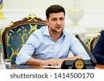 Small photo of President of Ukraine Volodymyr Zelenskiy during Meeting of the National Security and Defense Council of Ukraine in Kyiv, Ukraine. 31-05-2019