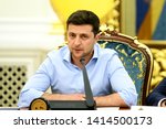 Small photo of President of Ukraine Volodymyr Zelenskiy during Meeting of the National Security and Defense Council of Ukraine in Kyiv, Ukraine. 31-05-2019