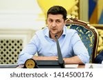 Small photo of President of Ukraine Volodymyr Zelenskiy during Meeting of the National Security and Defense Council of Ukraine in Kyiv, Ukraine. 31-05-2019