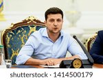 Small photo of President of Ukraine Volodymyr Zelenskiy during Meeting of the National Security and Defense Council of Ukraine in Kyiv, Ukraine. 31-05-2019