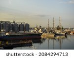 Small photo of Ship of the Ukrainian Navy the Hetman Sagaidachny frigate U130 and sail training ship Druzhba in Seaport of Odesa, Ukraine. September 2017
