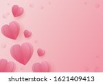 heart paper flying on pink... | Shutterstock .eps vector #1621409413