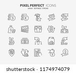 thin line icons set of money ... | Shutterstock .eps vector #1174974079