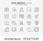 set of contact and support thin ... | Shutterstock .eps vector #572377249