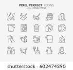 set of cleaning thin line icons.... | Shutterstock .eps vector #602474390