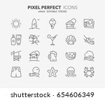 thin line icons set of summer... | Shutterstock .eps vector #654606349