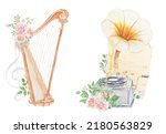 Watercolor Harp And Phonograph  ...