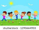 kids boys and girls playing on... | Shutterstock .eps vector #1290664903