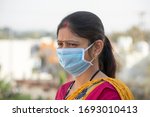 Small photo of Bhopal Madhya Pradesh India 20-march-2020 Arti Malviya in Disposabale protective Mask