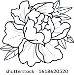 tattoo flash sketch peony japan ... | Shutterstock .eps vector #1618620520