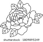 vector peony art flower design | Shutterstock .eps vector #1809895249