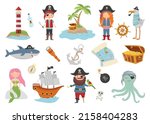 pirate cartoon character set ... | Shutterstock .eps vector #2158404283