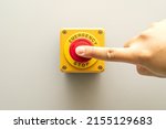 Stop button and the hand of...