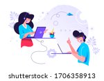 call center  hotline vector... | Shutterstock .eps vector #1706358913